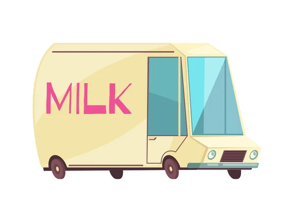 Cartoon Milk Truck White Background Vector Illustration — Stock Vector