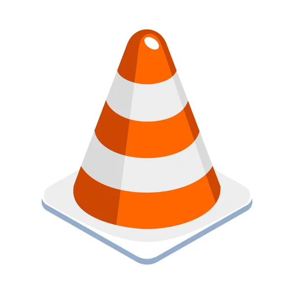 Isometric Traffic Road Cone White Background Vector Illustration — Stock Vector