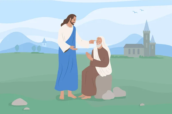 Jezus Chrystus Starszym Uczniem Płaski Wektor Ilustracji — Wektor stockowy