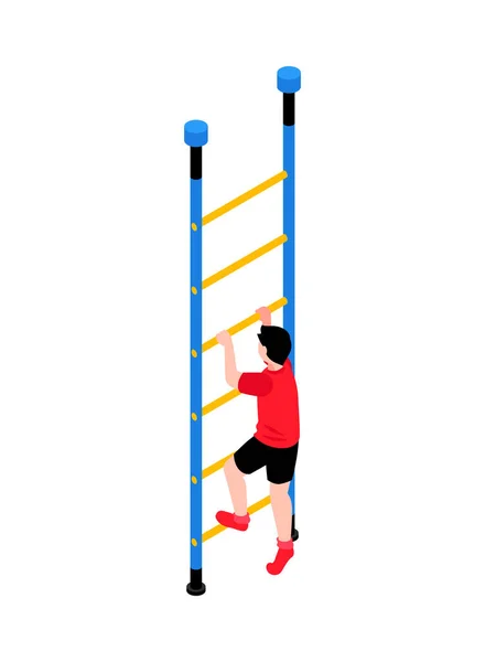 Isometric Équipement Sport Pour Enfants Icône Avec Enfant Escalade Échelle — Image vectorielle