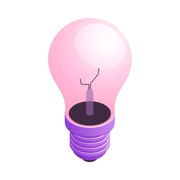 Isometrische Neonfarbe Glühbirnen Symbol Auf Weißem Hintergrund Vektor Illustration — Stockvektor