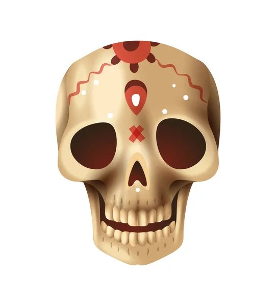 ブードゥー教の頭蓋骨アフリカのオカルトの実践属性現実的なベクトルイラスト — ストックベクタ