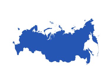 Beyaz arkaplan vektör illüstrasyonunda düz mavi Rusya haritası simgesi