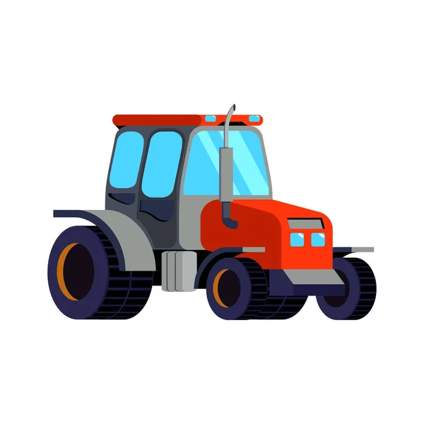 Traktor Platt Stil Vit Bakgrund Vektor Illustration — Stock vektor