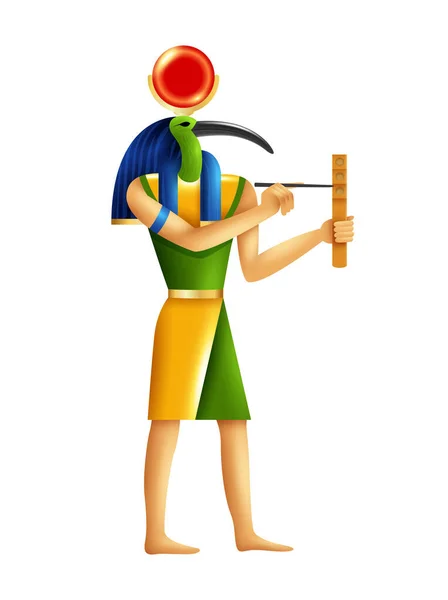 Ägyptischer Gott Der Weisheit Thoth Cartoon Vektor Illustration — Stockvektor