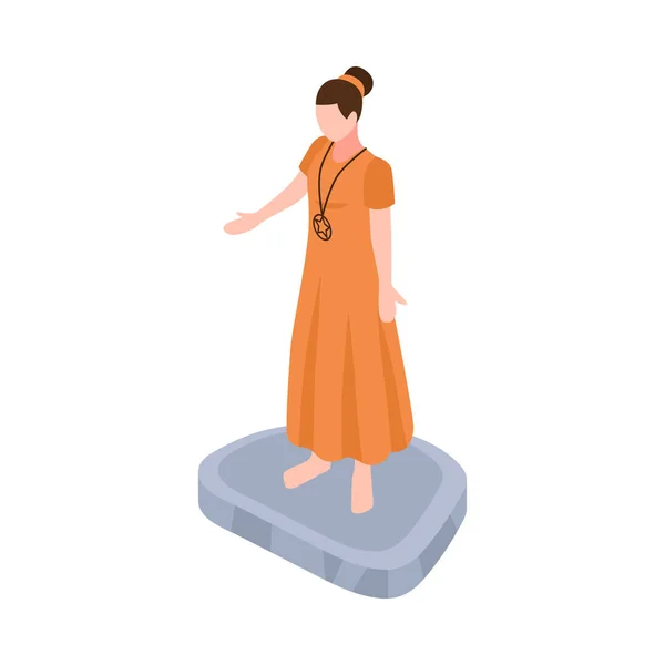 具有Phophet 3D矢量插图女性特征的等距宗教教派图标 — 图库矢量图片