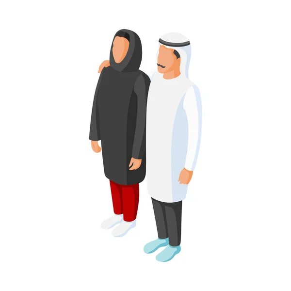 Isométrico Árabe Família Faceless Marido Mulher Vetor Ilustração —  Vetores de Stock