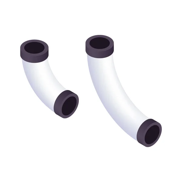 Tubos Isométricos Aislados Blanco Negro Vector Ilustración — Vector de stock