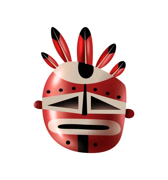 Realistyczna Afrykańska Plemienna Maska Voodoo Białym Wektorze Tła Ilustracja — Wektor stockowy