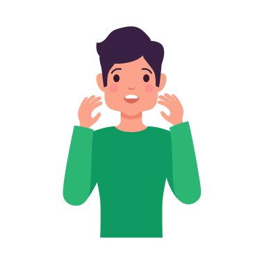 Alerji belirtileri yüzünden şişmiş düz vektör çizimi olan endişeli bir adam.