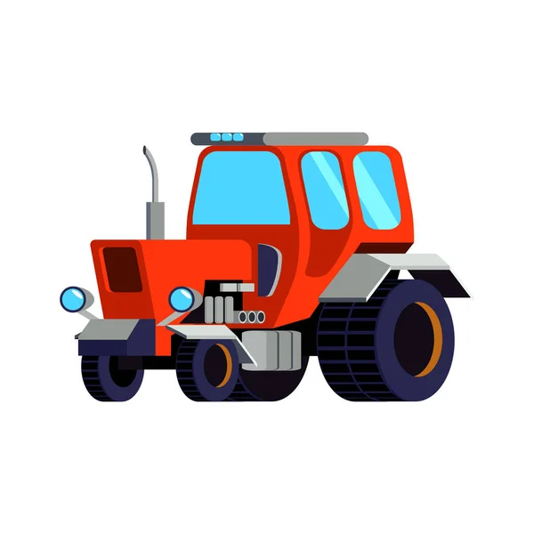 Red Tractor Flat Icon White Background Vector Illustration — Stock Vector