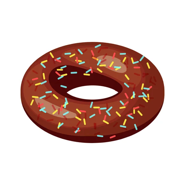 Chocolade Topping Donut Isometrische Pictogram Vector Illustratie — Stockvector