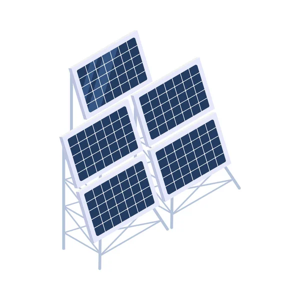 Isometric Şehir Güneş Panelleri Alternatif Enerji Kaynakları Vektör Illüstrasyonu — Stok Vektör
