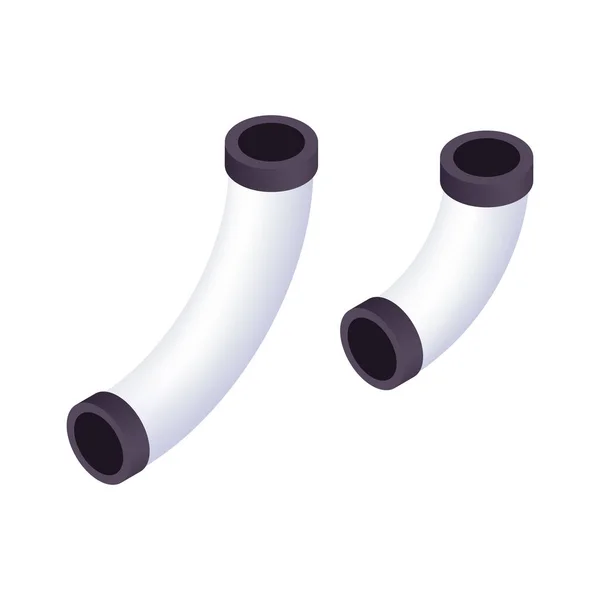 Tubos Blanco Negro Isométrico Aislado Vector Ilustración — Vector de stock