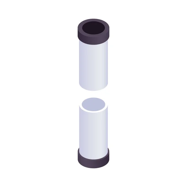 Preto Branco Peças Tubulação Isométrica Isolado Vetor Ilustração — Vetor de Stock