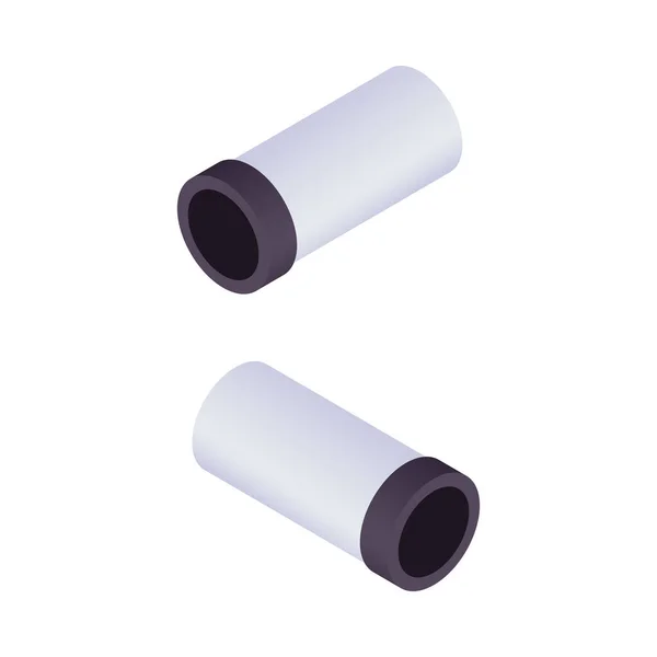 Дві Частини Труби Білому Тлі Ізольовані Ізометричні Векторні Ілюстрації — стоковий вектор