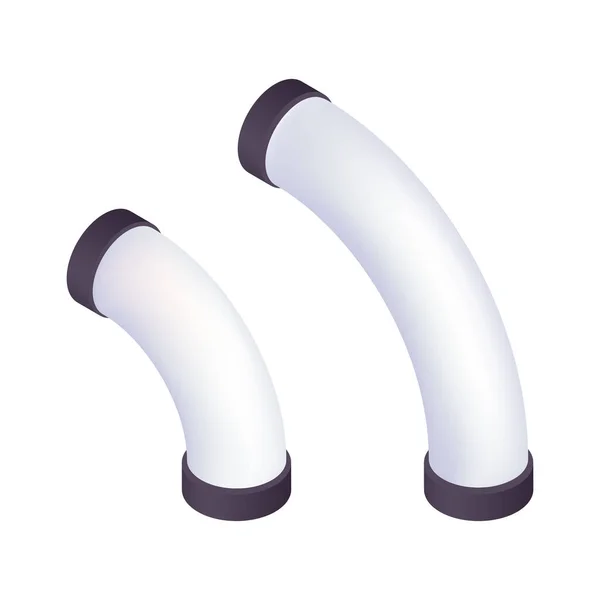 Dos Tubos Isométricos Blanco Negro Ilustración Vectorial Aislado — Vector de stock