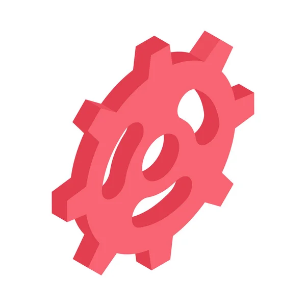 Isometric Red Gear Wheel Icon Vector Illustration — Stock Vector