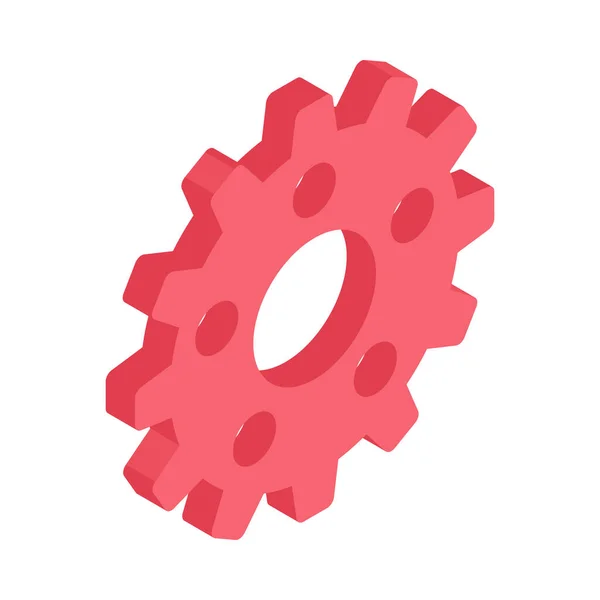 Isometric Red Gear Icon Vector Illustration — Stock Vector