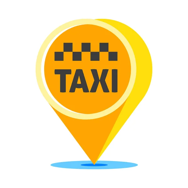 Gelbes Taxikarten Pin Schild Flacher Vektorabbildung — Stockvektor