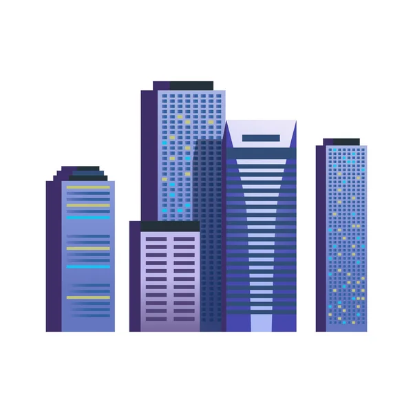Singapore Cityscape Skyscrapers Flat Vector Illustration — Stock Vector
