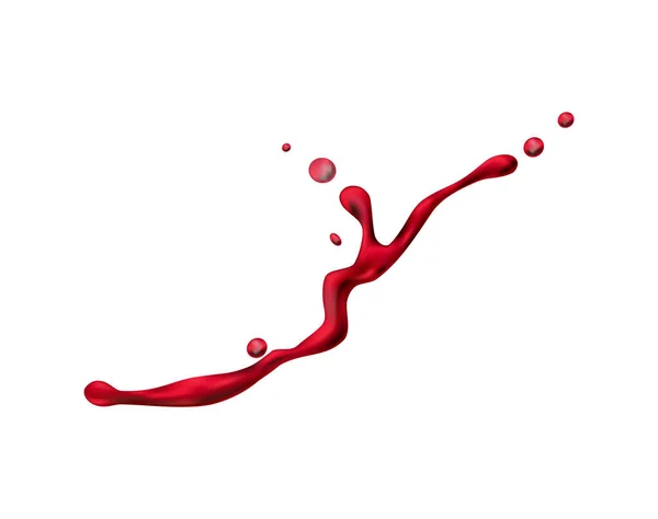 Červené Víno Splash Kapkami Bílém Pozadí Realistický Vektor Ilustrace — Stockový vektor