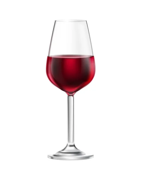 Realistiskt Transparent Glas Rött Vin Vektor Illustration — Stock vektor