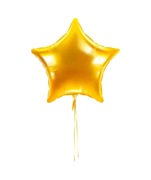 Glossy Yellow Star Shaped Party Balloon Realistic Vector Illustration — Stock Vector