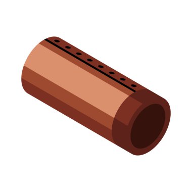 Kahverengi boru elemanı izometrik ikon vektör çizimi