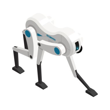 Bio kedi robot izometrik ikon vektör çizimi
