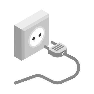 3 boyutlu vektör illüstrasyonlu Isometric elektrik soketi