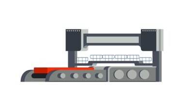 Metalurji düz simgesi Metal vektör illüstrasyonunu zorlamak için bitki makineleri ile