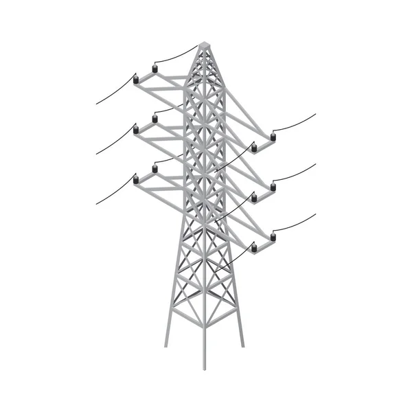 Hochspannungsleitung Turm Isometrisches Symbol Auf Weißem Hintergrund Vektor Illustration — Stockvektor