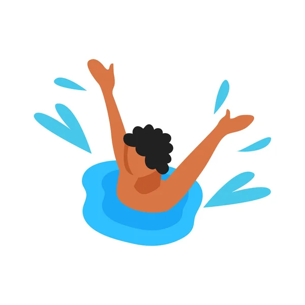 Drowning Man Sea Isometric Icon Vector Illustration — Stock Vector