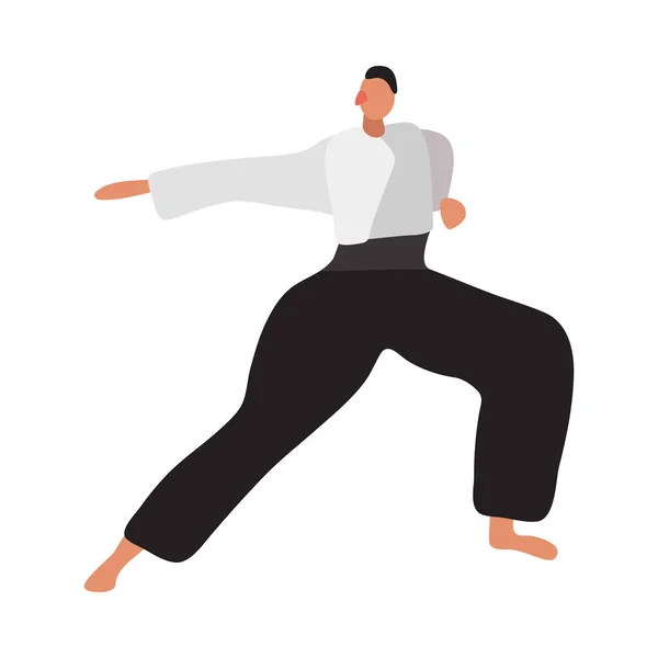 Άντρας Εξάσκηση Tai Chi Επίπεδη Διανυσματική Απεικόνιση — Διανυσματικό Αρχείο