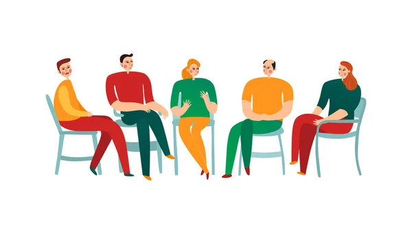 Group People Psychotherapy Sesson Flat Vector Illustration — 스톡 벡터