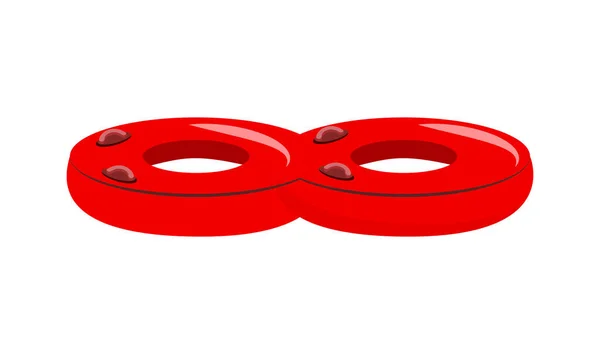 Anillo Inflable Doble Rojo Vector Plano Ilustración — Archivo Imágenes Vectoriales