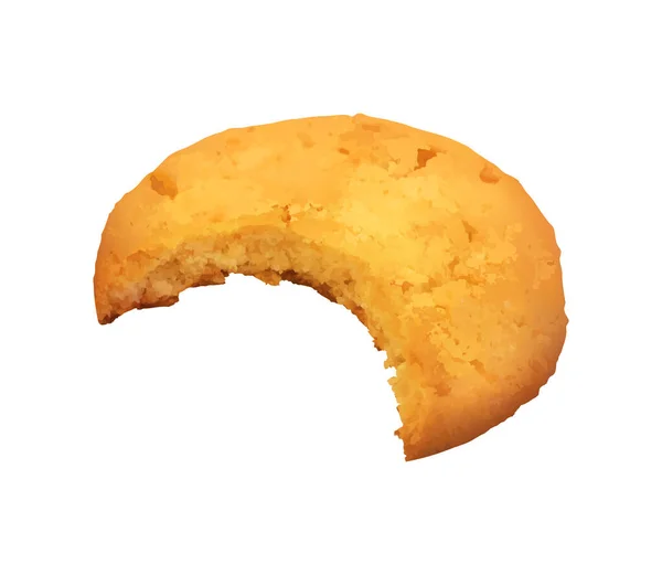 Realistic Bitten Wheat Shortbread Cookie Vector Illustration — Stock Vector