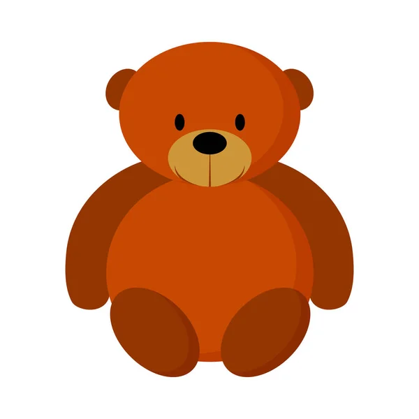 Niedlichen Braunen Teddybär Flachen Stil Vektor Illustration — Stockvektor