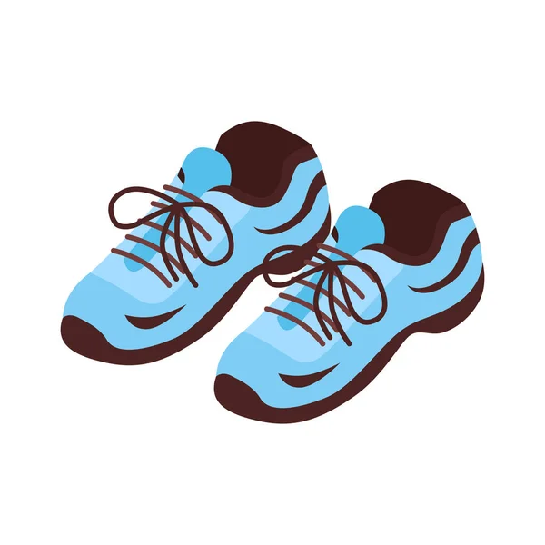 Pair Blue Sport Shoes Isometric Icon Vector Illustration — Stock Vector