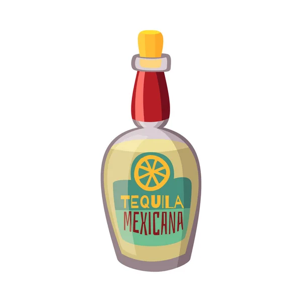 Botella Plana Tequila Vector Ilustración — Vector de stock