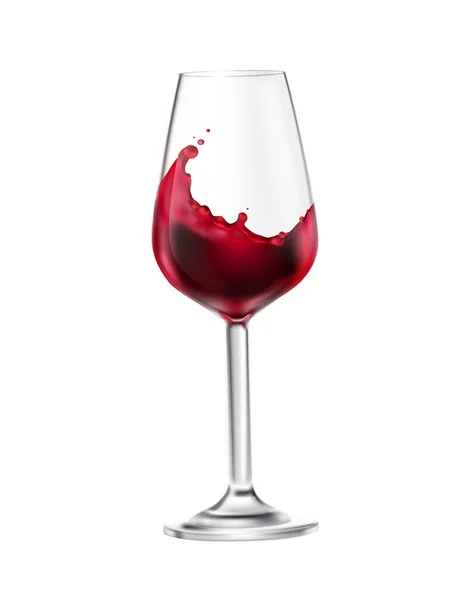 Cam Vektör Illüstrasyonunda Gerçekçi Kırmızı Şarap Sıçraması — Stok Vektör