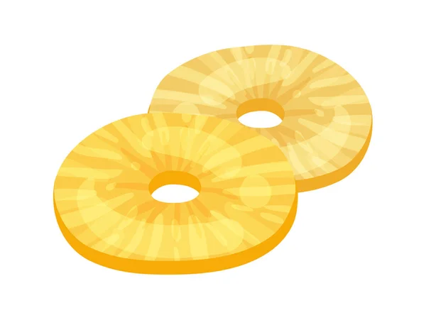 Flach Getrocknete Ananasringe Auf Weißem Hintergrund Vektor Illustration — Stockvektor