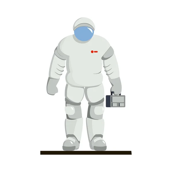 Flacher Raumfahrer Mit Bausatz Auf Weißem Hintergrund — Stockvektor