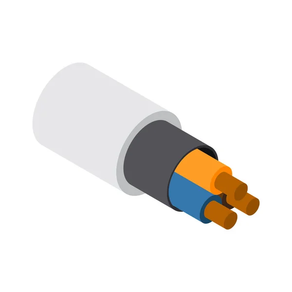 Insulated Copper Three Conductor Cable Isometric Icon Vector Illustration — Stock Vector