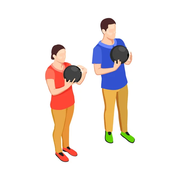 ゲーム等価ベクトルイラスト中にボールを持つ2人のボウリング選手 — ストックベクタ