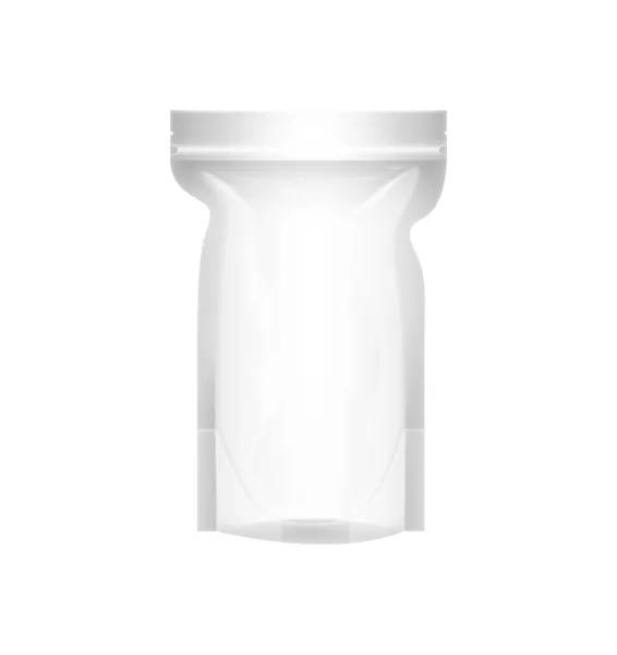 Lege Plastic Zak Pakket Witte Achtergrond Realistische Vector Illustratie — Stockvector