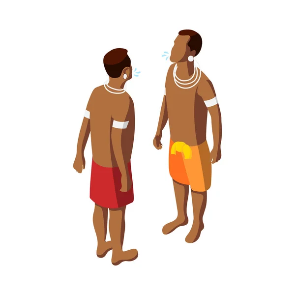 Afrikaner Grüßen Geste Isometrisches Symbol Mit Zwei Männlichen Zeichen Vektorillustration — Stockvektor