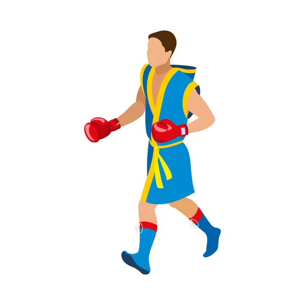 Boxer Masculino Antes Lutar Ilustração Vetor Isométrico — Vetor de Stock