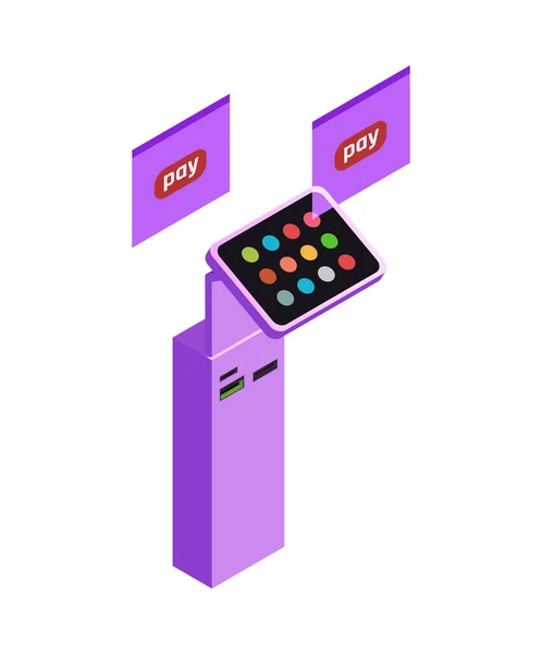 Geldautomat Isometrisches Glühen Symbol Vektor Illustration — Stockvektor